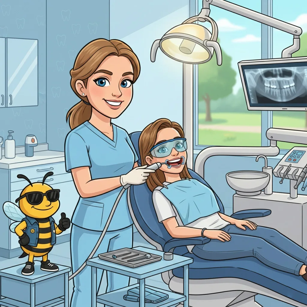 BluSky illustration of a professional dental cleaning
