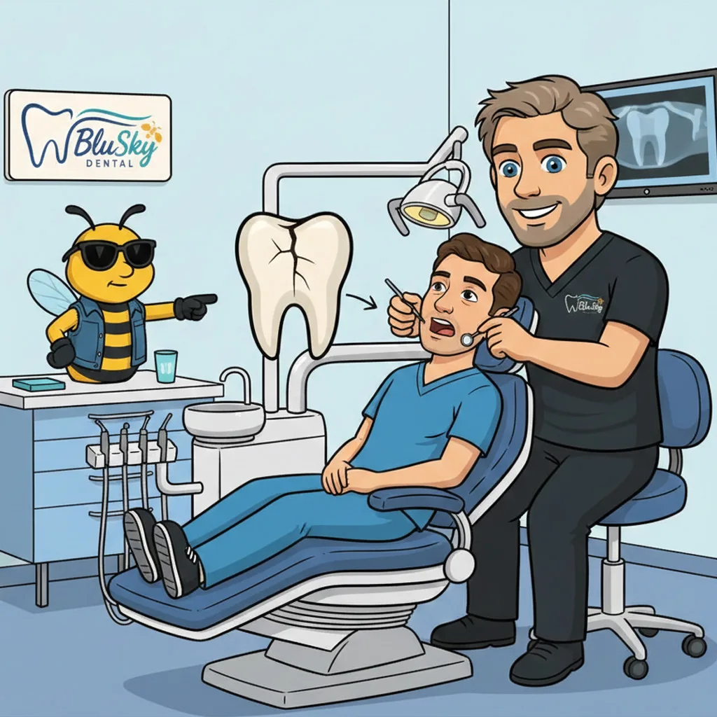BluSky illustration of discussing a damaged tooth