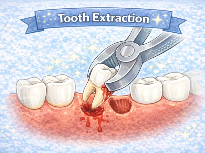 Illustration of a tooth extraction