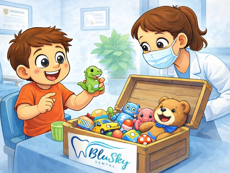 BluSky illustration of a child at a dental visit