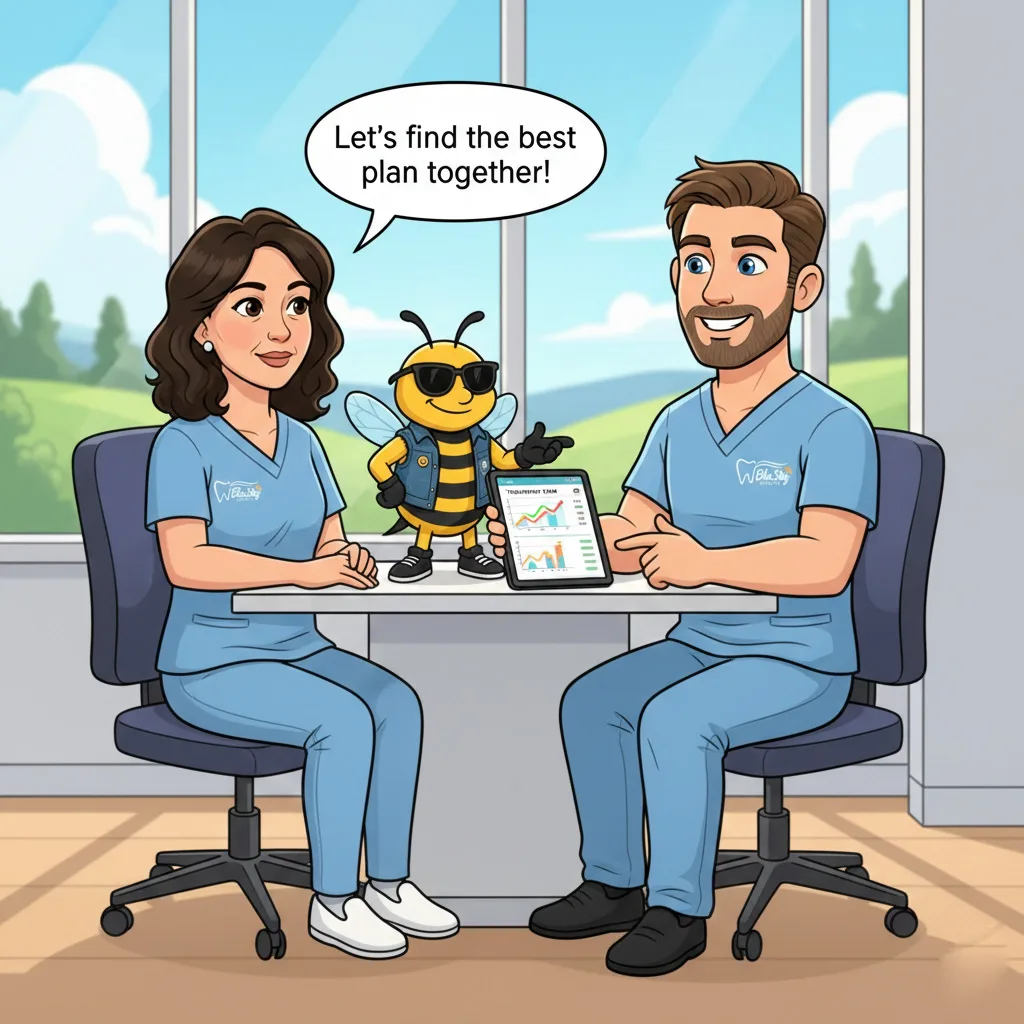 BluSky illustration of discussing a coordinated dental treatment plan