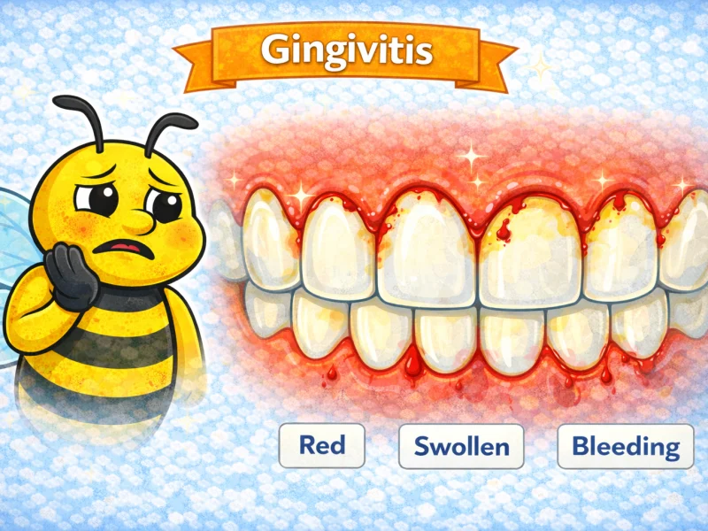 Illustration of red, swollen gums with gingivitis