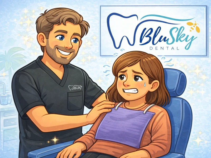 BluSky illustration of a patient discussing dental anxiety