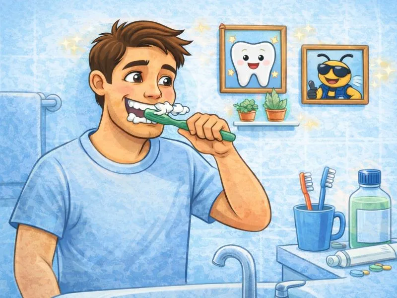 Illustration of brushing as part of everyday oral care