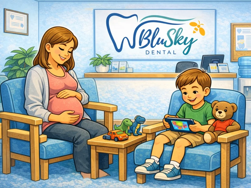 BluSky illustration of a pregnant patient preparing for dental care
