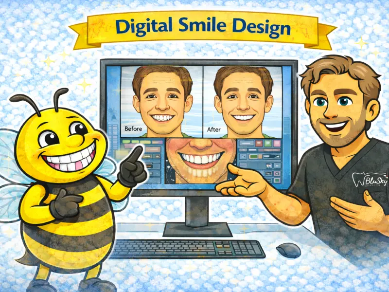 BluSky illustration of a digital smile preview, not a patient outcome