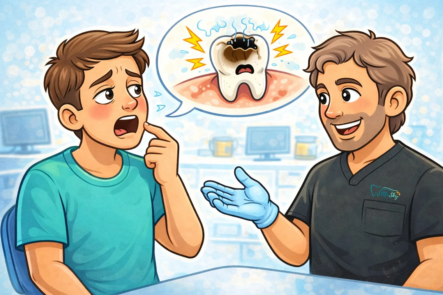 BluSky illustration of discussing tooth decay