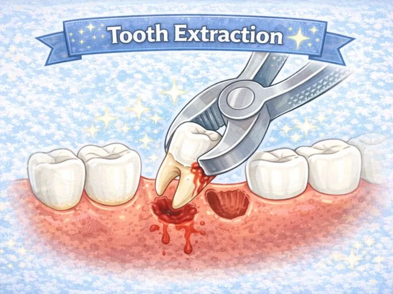 Illustration of a tooth extraction